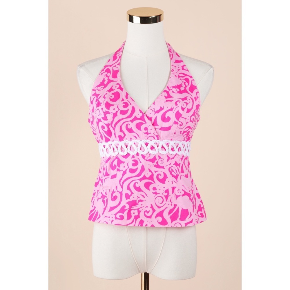 Sz 4 Lilly Pulitzer Princess Pink Halter Top & Wrap Skirt Matching Set GUC - Picture 7 of 7